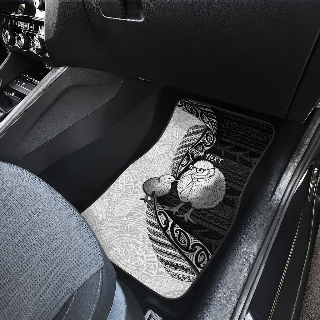 Personalised New Zealand Father's Day Car Mats Papa Kiwi Bird Tribal Pattern