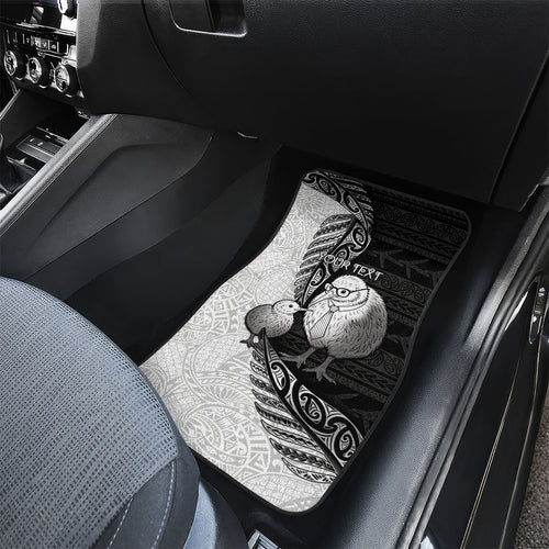 Personalised New Zealand Father's Day Car Mats Papa Kiwi Bird Tribal Pattern