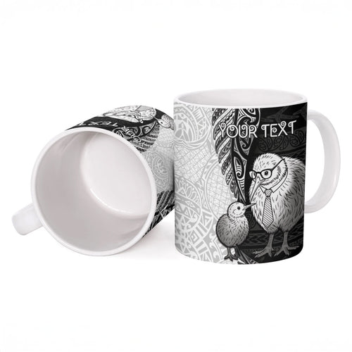 Personalised New Zealand Father's Day Ceramic Mug Papa Kiwi Bird Tribal Pattern