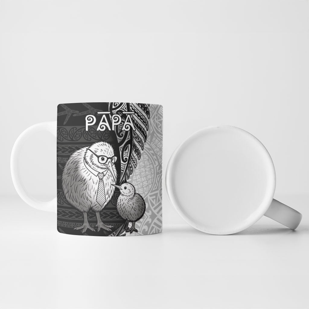 Personalised New Zealand Father's Day Ceramic Mug Papa Kiwi Bird Tribal Pattern