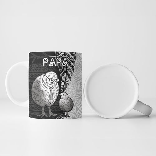 Personalised New Zealand Father's Day Ceramic Mug Papa Kiwi Bird Tribal Pattern