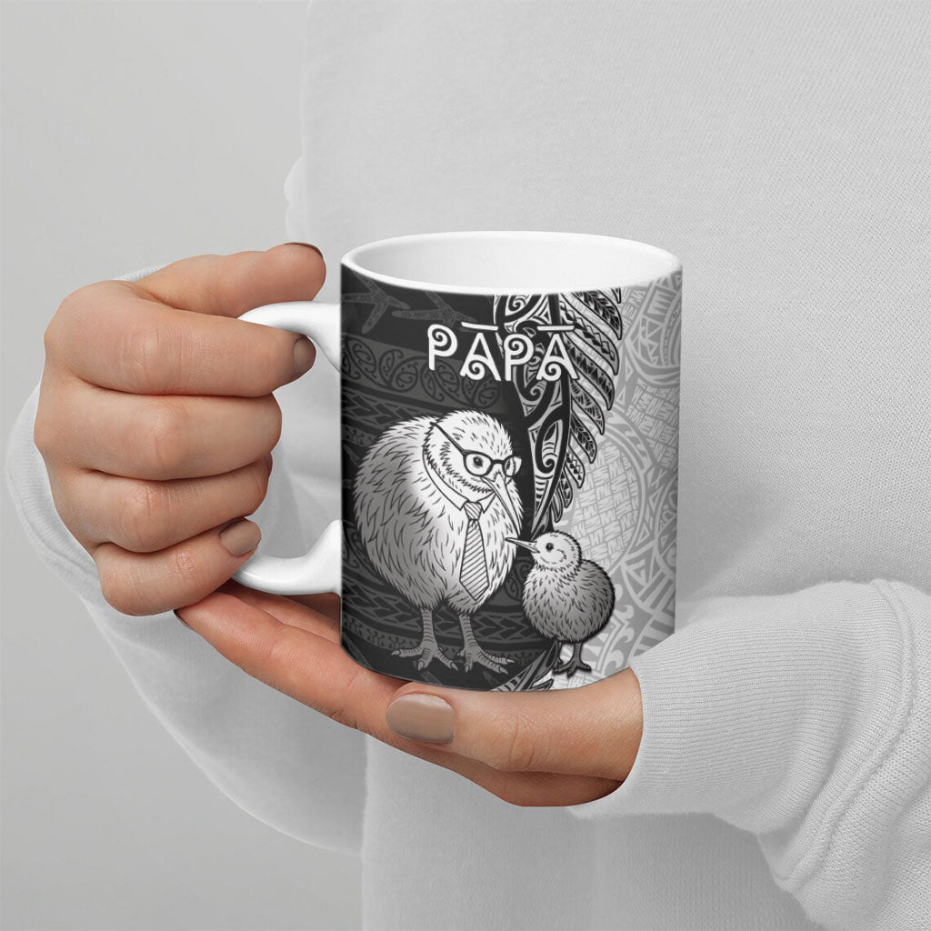 Personalised New Zealand Father's Day Ceramic Mug Papa Kiwi Bird Tribal Pattern