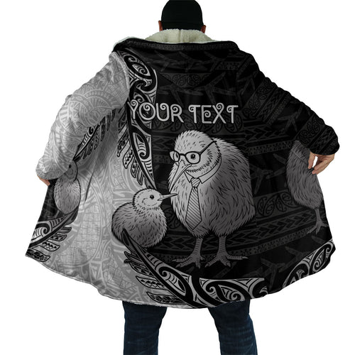 Personalised New Zealand Father's Day Cloak Papa Kiwi Bird Tribal Pattern