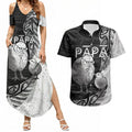 Personalised New Zealand Father's Day Couples Matching Summer Maxi Dress and Hawaiian Shirt Papa Kiwi Bird Tribal Pattern
