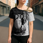 Personalised New Zealand Father's Day Cross Shoulder Shirt Papa Kiwi Bird Tribal Pattern