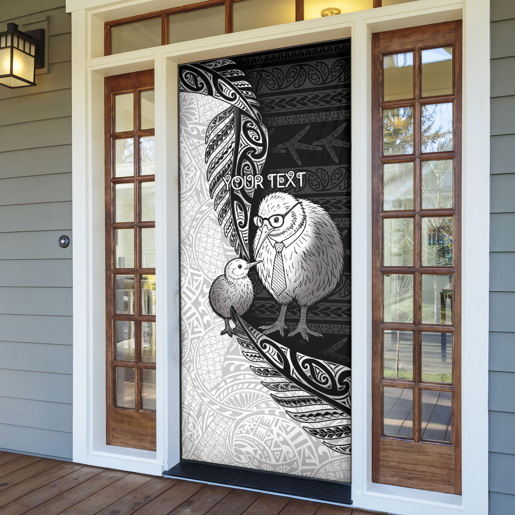 Personalised New Zealand Father's Day Door Cover Papa Kiwi Bird Tribal Pattern