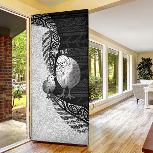 Personalised New Zealand Father's Day Door Cover Papa Kiwi Bird Tribal Pattern