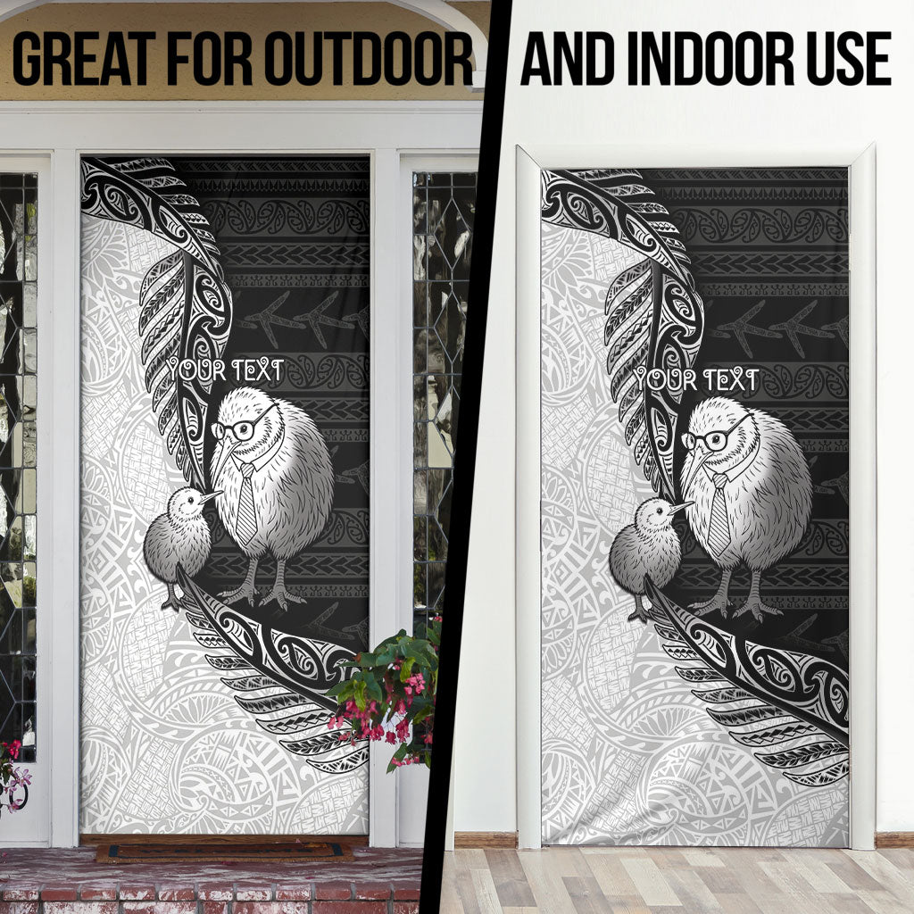 Personalised New Zealand Father's Day Door Cover Papa Kiwi Bird Tribal Pattern
