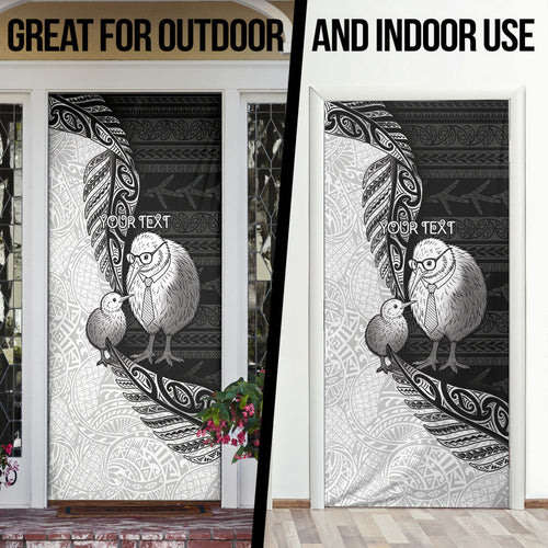 Personalised New Zealand Father's Day Door Cover Papa Kiwi Bird Tribal Pattern