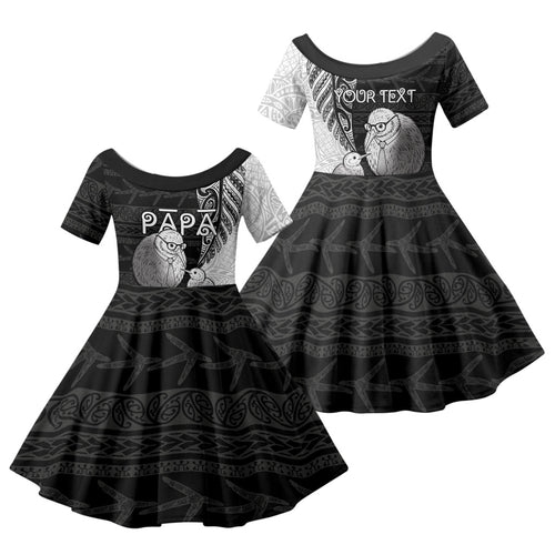 Personalised New Zealand Father's Day Family Matching Mermaid Dress and Hawaiian Shirt Papa Kiwi Bird Tribal Pattern