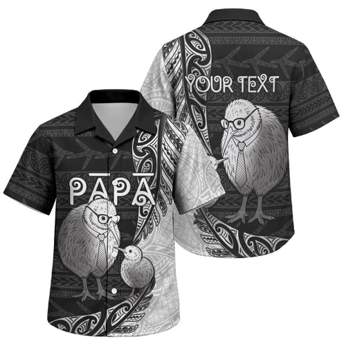 Personalised New Zealand Father's Day Family Matching Mermaid Dress and Hawaiian Shirt Papa Kiwi Bird Tribal Pattern