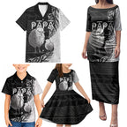 Personalised New Zealand Father's Day Family Matching Puletasi and Hawaiian Shirt Papa Kiwi Bird Tribal Pattern