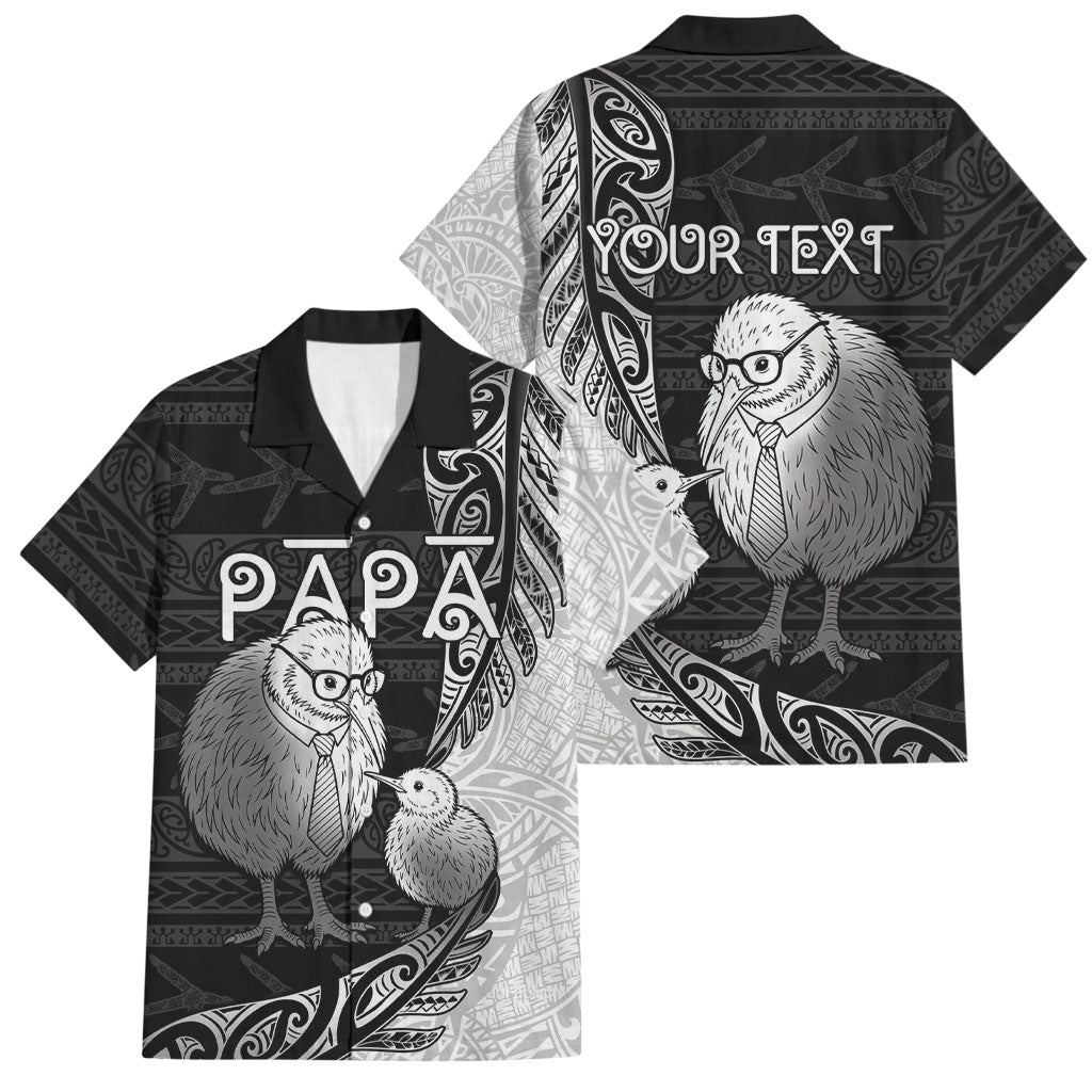 Personalised New Zealand Father's Day Family Matching Short Sleeve Bodycon Dress and Hawaiian Shirt Papa Kiwi Bird Tribal Pattern