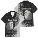 Personalised New Zealand Father's Day Family Matching Summer Maxi Dress and Hawaiian Shirt Papa Kiwi Bird Tribal Pattern