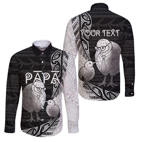Personalised New Zealand Father's Day Family Matching Summer Maxi Dress and Hawaiian Shirt Papa Kiwi Bird Tribal Pattern