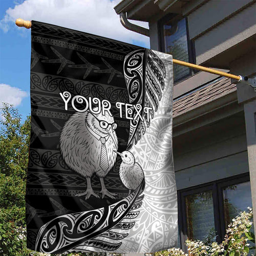Personalised New Zealand Father's Day Garden Flag Papa Kiwi Bird Tribal Pattern