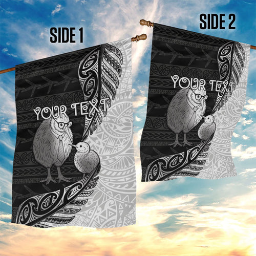 Personalised New Zealand Father's Day Garden Flag Papa Kiwi Bird Tribal Pattern