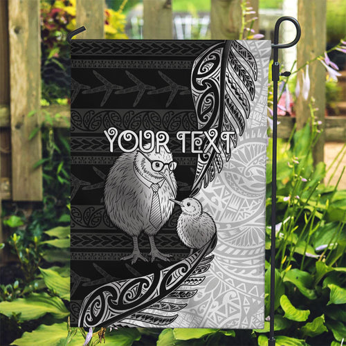 Personalised New Zealand Father's Day Garden Flag Papa Kiwi Bird Tribal Pattern