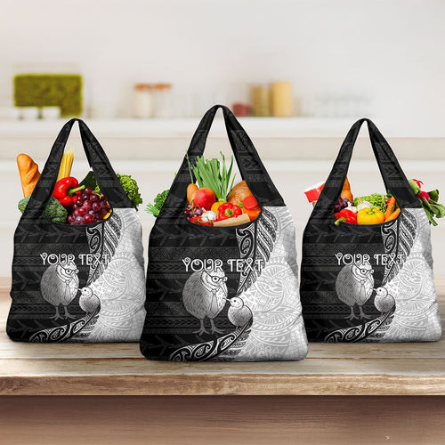 Personalised New Zealand Father's Day Grocery Bag Papa Kiwi Bird Tribal Pattern