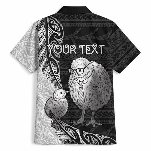 Personalised New Zealand Father's Day Hawaiian Shirt Papa Kiwi Bird Tribal Pattern