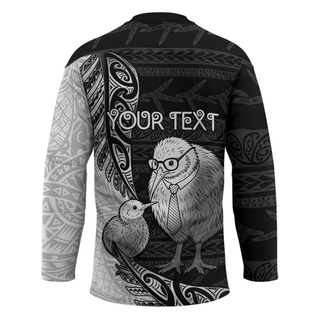Personalised New Zealand Father's Day Hockey Jersey Papa Kiwi Bird Tribal Pattern