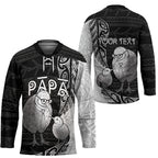 Personalised New Zealand Father's Day Hockey Jersey Papa Kiwi Bird Tribal Pattern