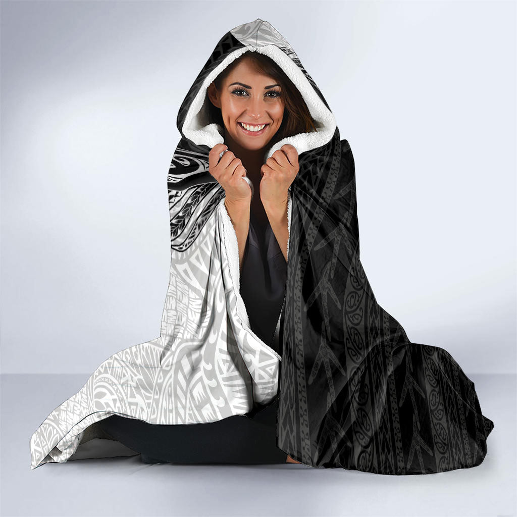 Personalised New Zealand Father's Day Hooded Blanket Papa Kiwi Bird Tribal Pattern