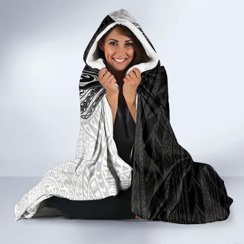 Personalised New Zealand Father's Day Hooded Blanket Papa Kiwi Bird Tribal Pattern