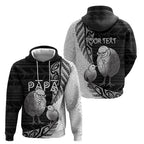 Personalised New Zealand Father's Day Hoodie Papa Kiwi Bird Tribal Pattern
