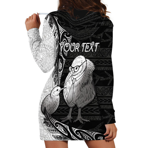 Personalised New Zealand Father's Day Hoodie Dress Papa Kiwi Bird Tribal Pattern