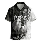 Personalised New Zealand Father's Day Kid Hawaiian Shirt Papa Kiwi Bird Tribal Pattern
