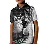 Personalised New Zealand Father's Day Kid Polo Shirt Papa Kiwi Bird Tribal Pattern