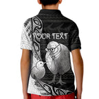 Personalised New Zealand Father's Day Kid Polo Shirt Papa Kiwi Bird Tribal Pattern