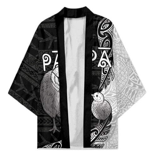Personalised New Zealand Father's Day Kimono Papa Kiwi Bird Tribal Pattern