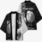 Personalised New Zealand Father's Day Kimono Papa Kiwi Bird Tribal Pattern