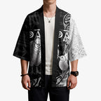 Personalised New Zealand Father's Day Kimono Papa Kiwi Bird Tribal Pattern