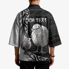 Personalised New Zealand Father's Day Kimono Papa Kiwi Bird Tribal Pattern