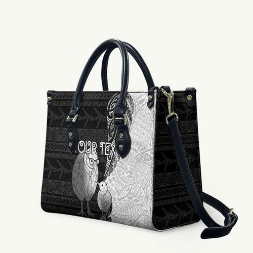 Personalised New Zealand Father's Day Leather Bag Papa Kiwi Bird Tribal Pattern