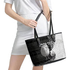 Personalised New Zealand Father's Day Leather Tote Bag Papa Kiwi Bird Tribal Pattern