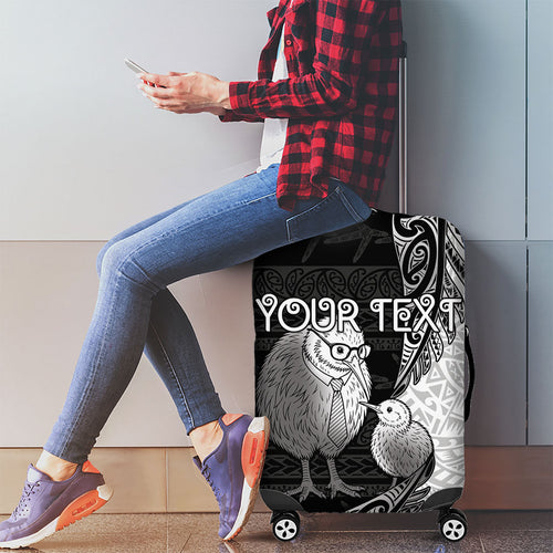 Personalised New Zealand Father's Day Luggage Cover Papa Kiwi Bird Tribal Pattern
