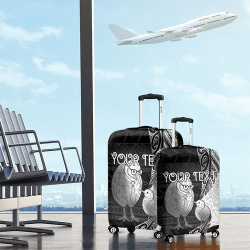 Personalised New Zealand Father's Day Luggage Cover Papa Kiwi Bird Tribal Pattern
