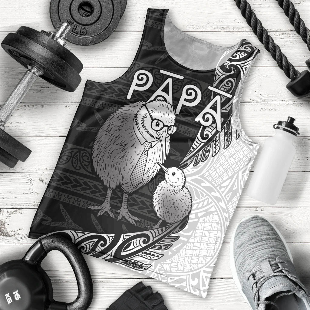 Personalised New Zealand Father's Day Men Tank Top Papa Kiwi Bird Tribal Pattern