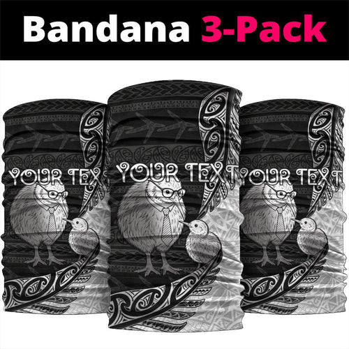 Personalised New Zealand Father's Day Neck Gaiter Papa Kiwi Bird Tribal Pattern