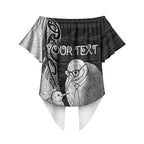 Personalised New Zealand Father's Day Off Shoulder Wrap Waist Top Papa Kiwi Bird Tribal Pattern