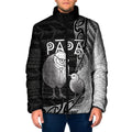 Personalised New Zealand Father's Day Padded Jacket Papa Kiwi Bird Tribal Pattern