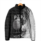 Personalised New Zealand Father's Day Padded Jacket Papa Kiwi Bird Tribal Pattern