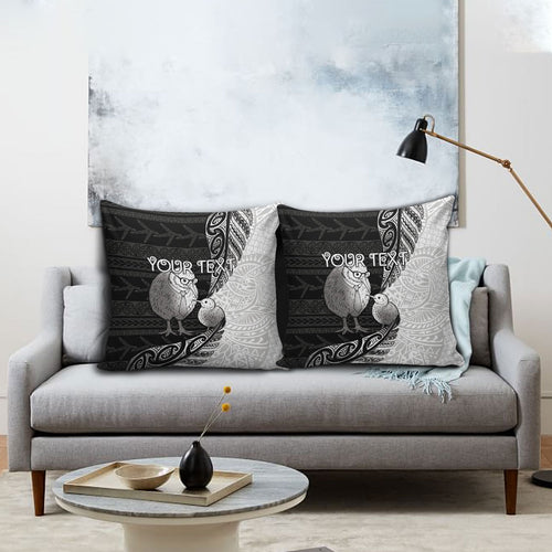 Personalised New Zealand Father's Day Pillow Cover Papa Kiwi Bird Tribal Pattern