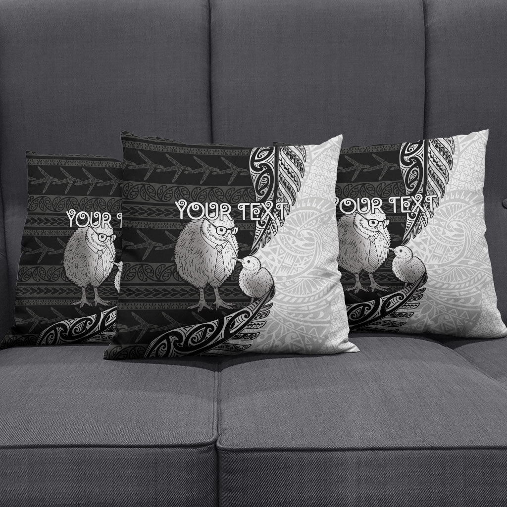 Personalised New Zealand Father's Day Pillow Cover Papa Kiwi Bird Tribal Pattern