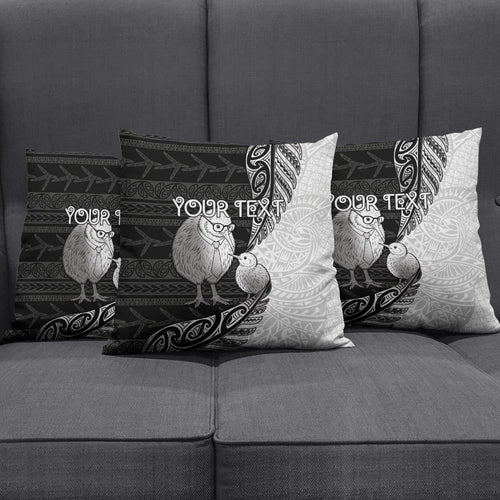 Personalised New Zealand Father's Day Pillow Cover Papa Kiwi Bird Tribal Pattern