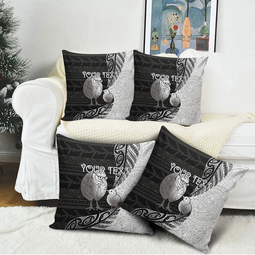 Personalised New Zealand Father's Day Pillow Cover Papa Kiwi Bird Tribal Pattern